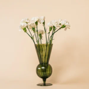 Fluted Green Glass Vase