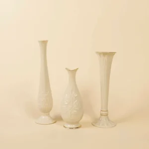 Vintage Cream Engraved Vase Set